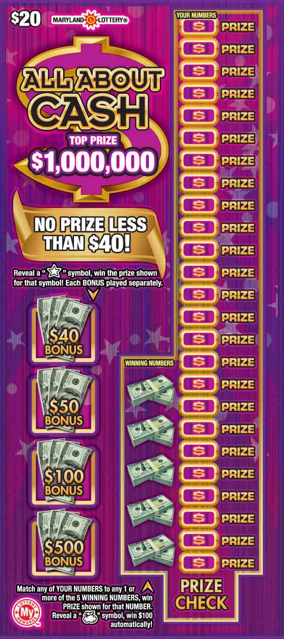 All About Cash scratchcard - game number #758 - front