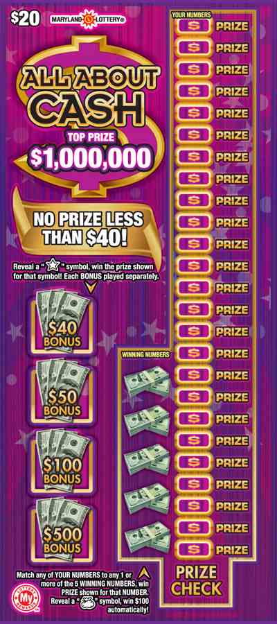 All About Cash scratchcard - game number #758 - front