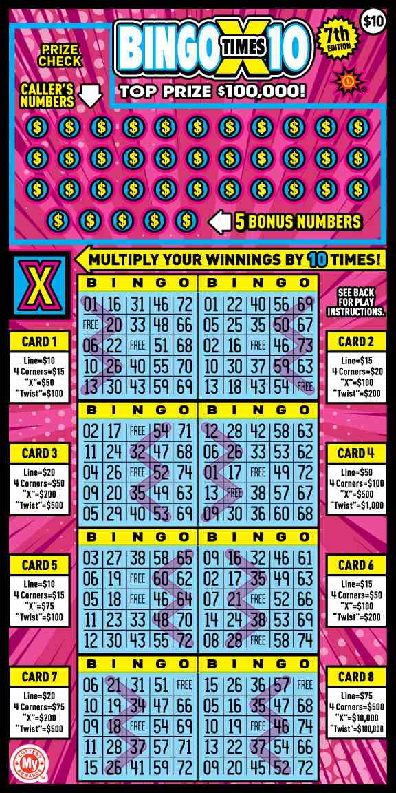 Bingo X10 scratchcard - game number #685 - front