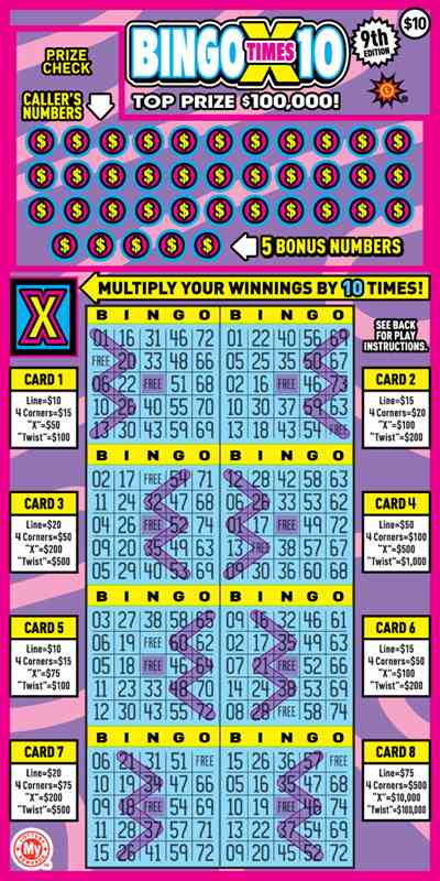 Bingo X10 scratchcard - game number #792 - front