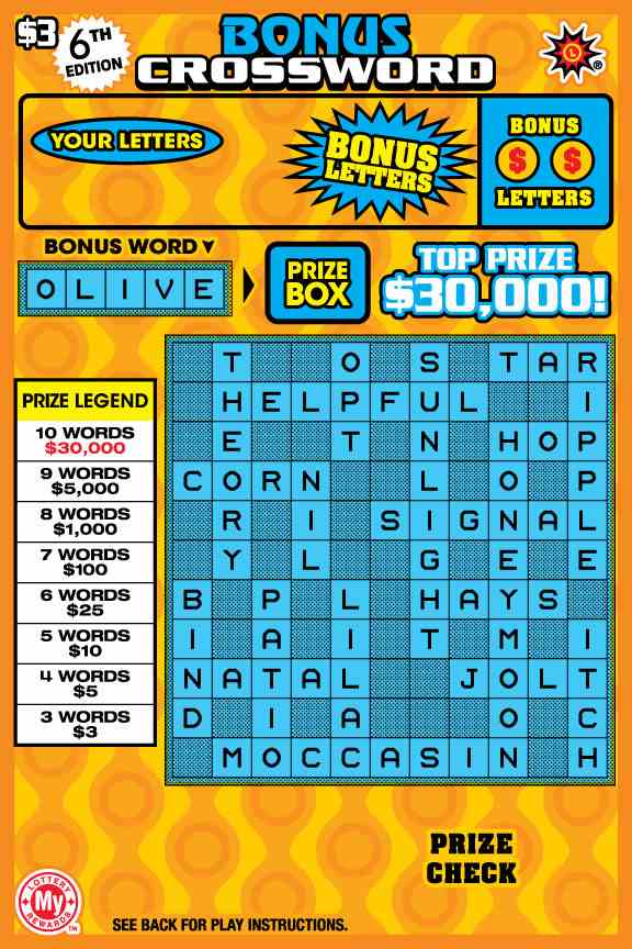 Bonus Crossword scratchcard - game number #677 - front
