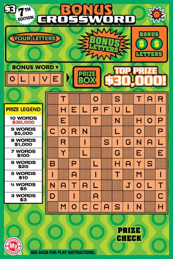 Bonus Crossword scratchcard - game number #731 - front