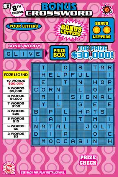 Bonus Crossword scratchcard - game number #784 - front