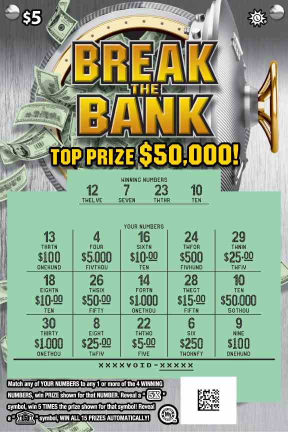 Break The Bank scratchcard - game number #761 - front-scratched