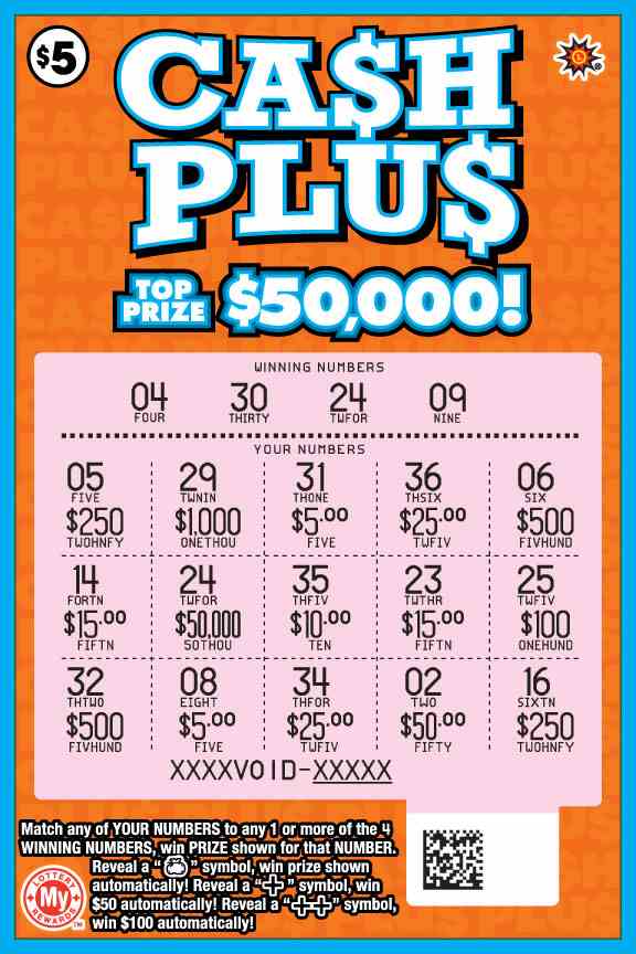 Ca$H Plu$ scratchcard - game number #707 - front-scratched