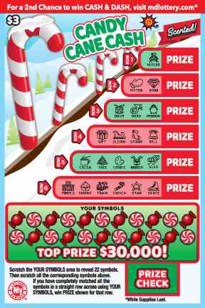 Candy Cane Cash scratchcard - game number #769 - front