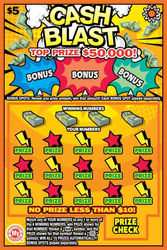 Cash Blast scratchcard - game number #750 - front