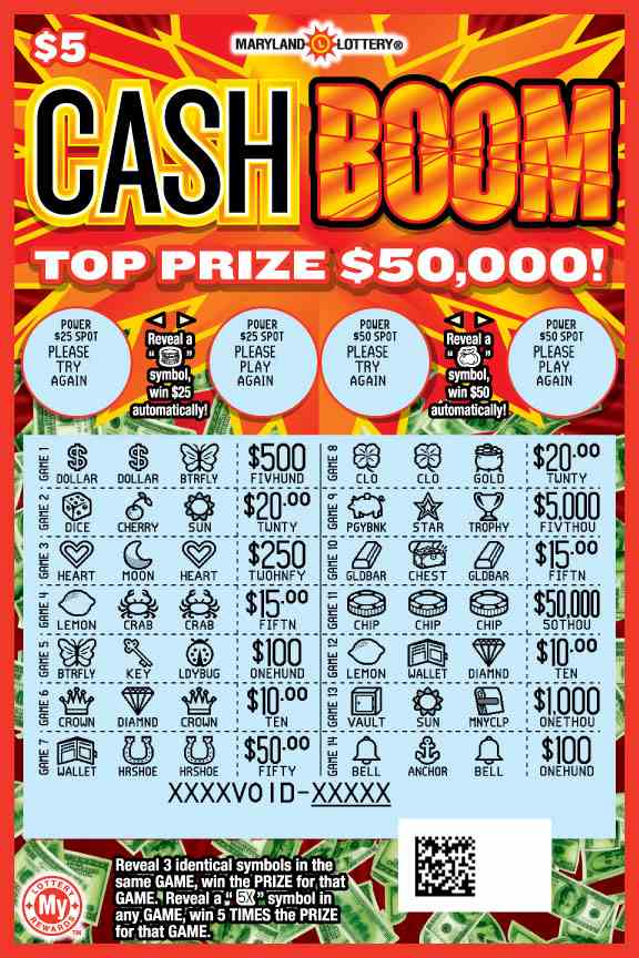 Cash Boom scratchcard - game number #652 - front-scratched