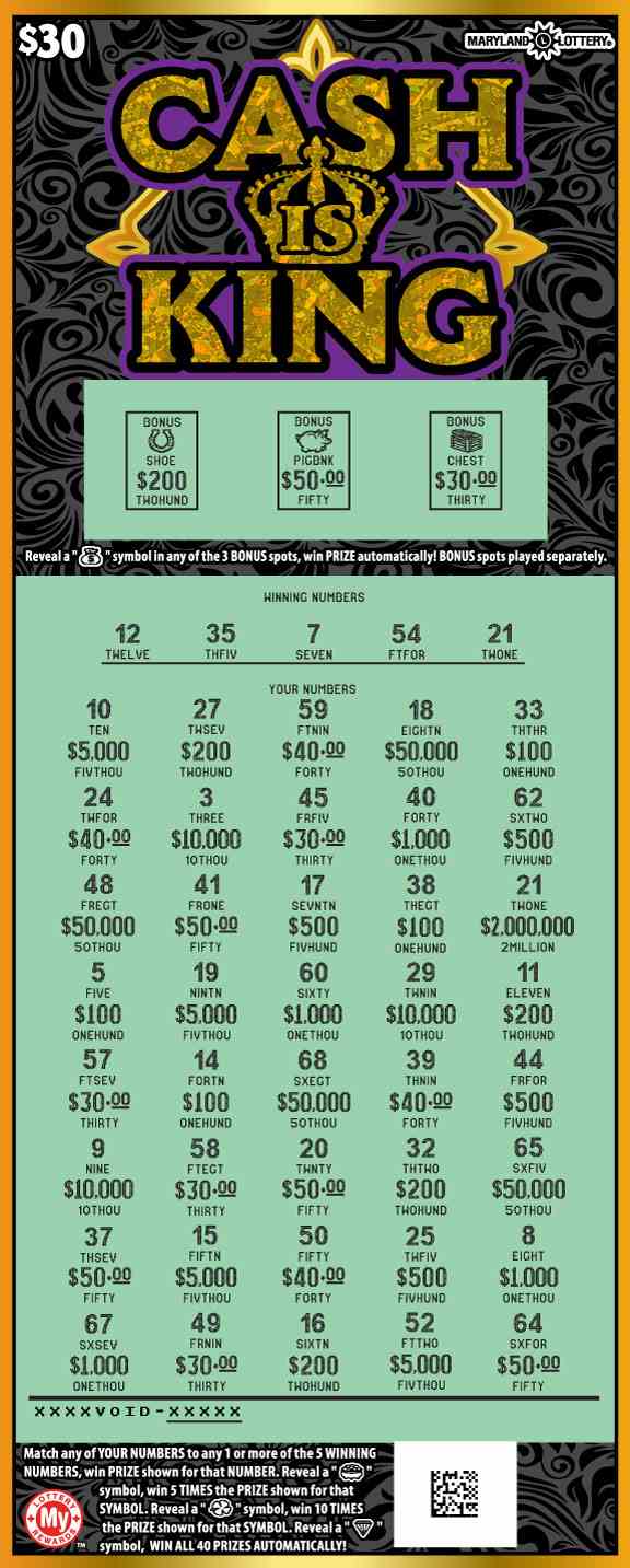 Cash Is King scratchcard - game number #603 - front-scratched