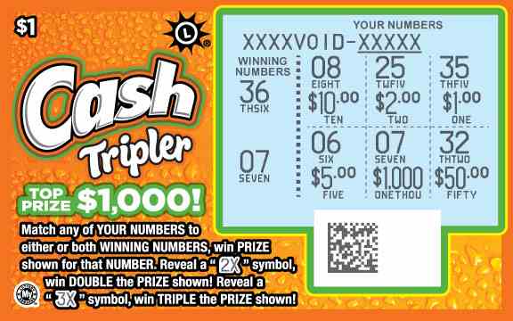 Cash Tripler scratchcard - game number #785 - front-scratched