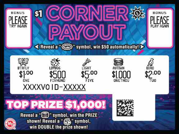 Corner Payout scratchcard - game number #682 - front-scratched