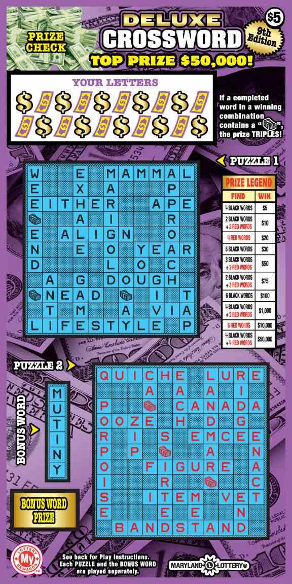 Deluxe Crossword scratchcard - game number #710 - front