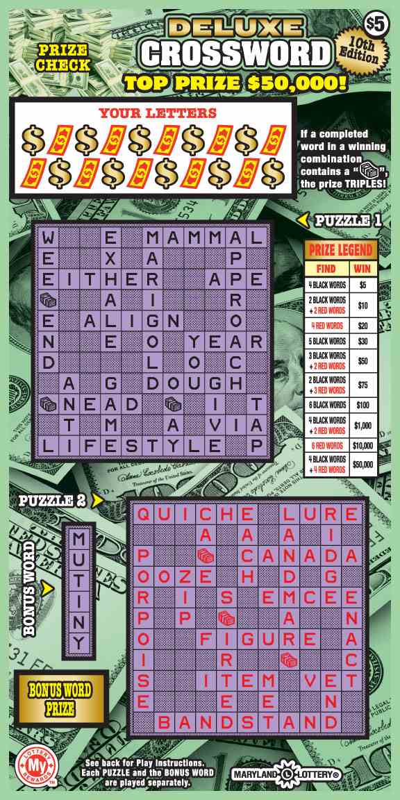 Deluxe Crossword scratchcard - game number #763 - front