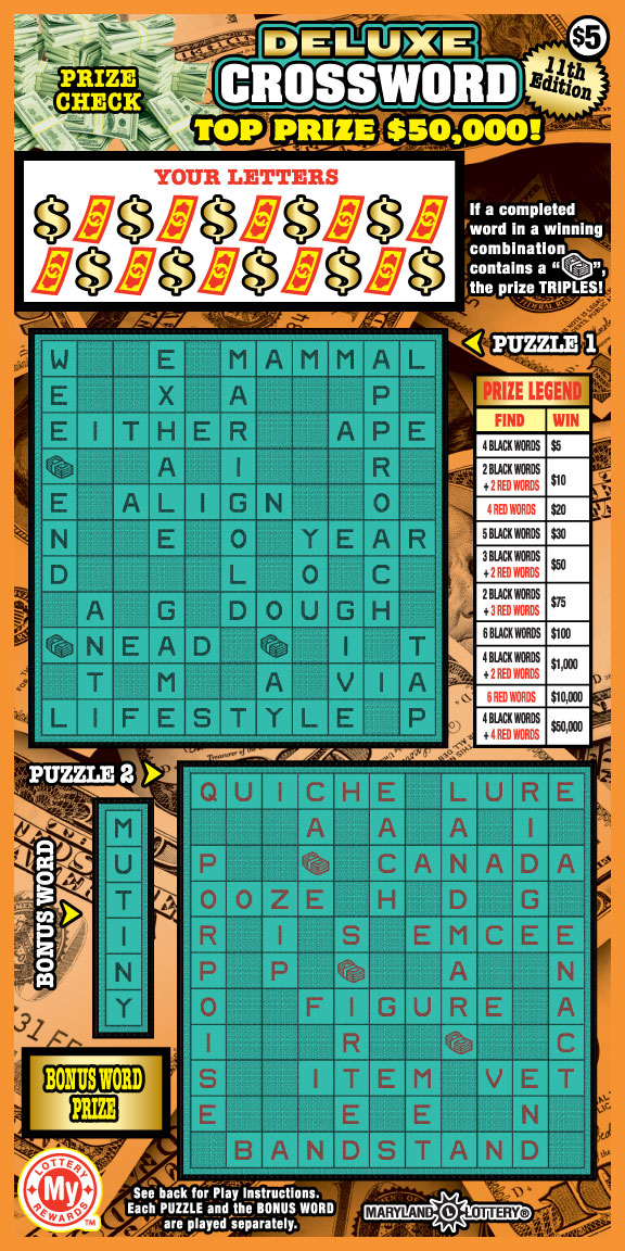 Deluxe Crossword scratchcard - game number #816 - front