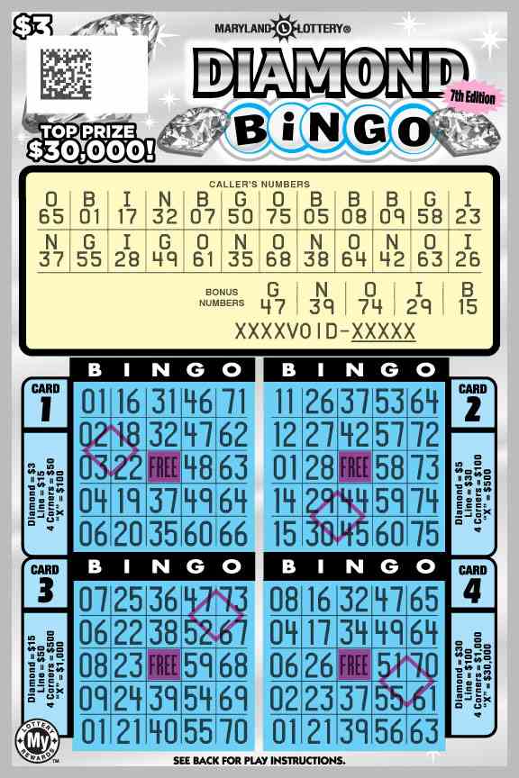 Diamond Bingo scratchcard - game number #804 - front-scratched