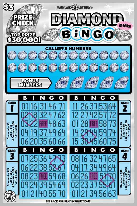 Diamond Bingo scratchcard - game number #804 - front