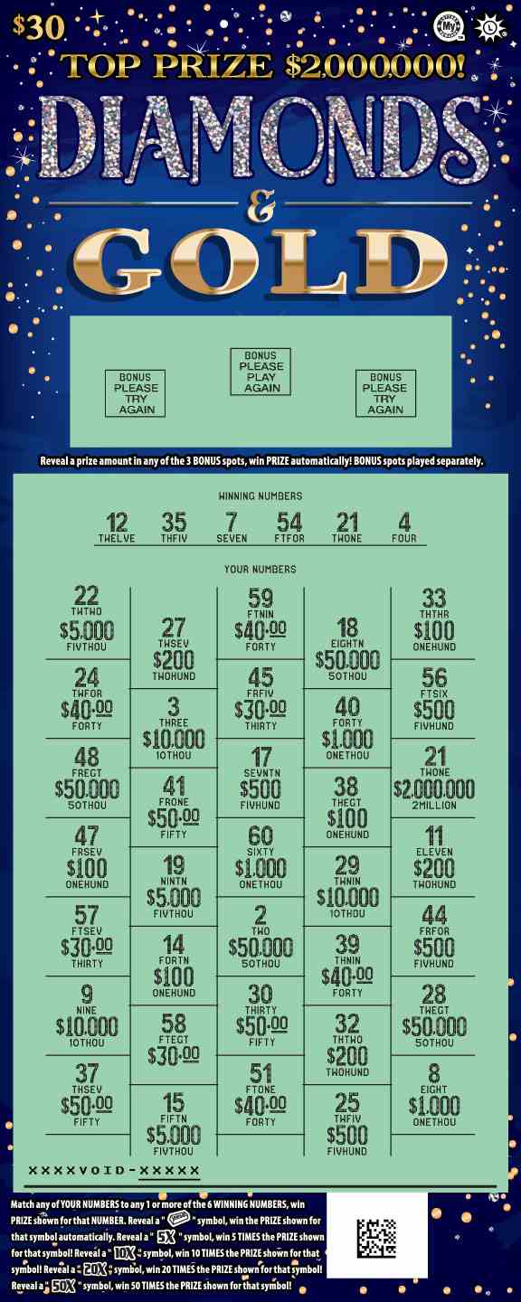 Diamonds & Gold scratchcard - game number #797 - front-scratched