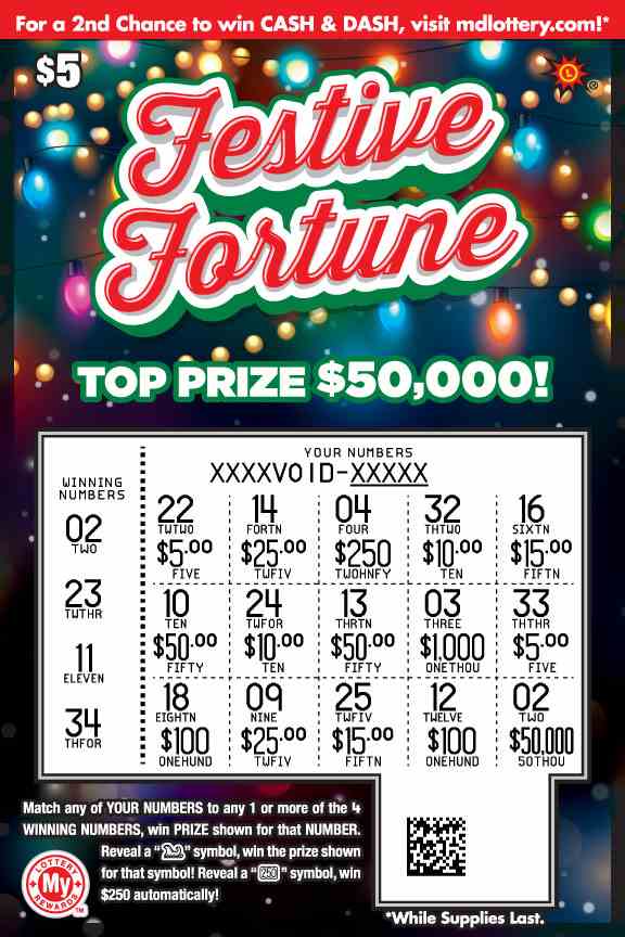 Festive Fortune scratchcard - game number #770 - front-scratched
