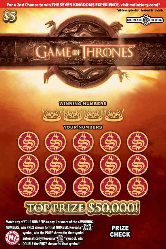 Game Of Thrones scratchcard - game number #709 - front
