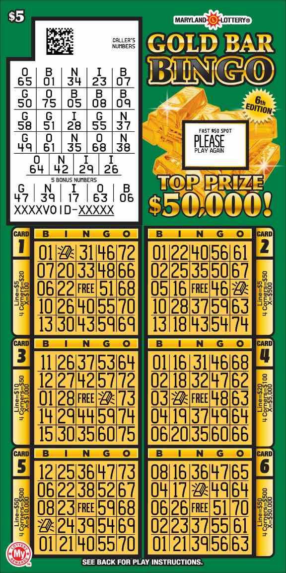 Gold Bar Bingo scratchcard - game number #756 - front-scratched