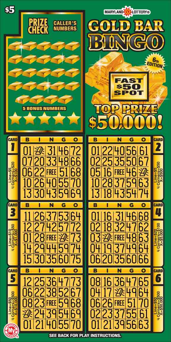 Gold Bar Bingo scratchcard - game number #756 - front