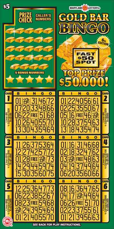Gold Bar Bingo scratchcard - game number #756 - front