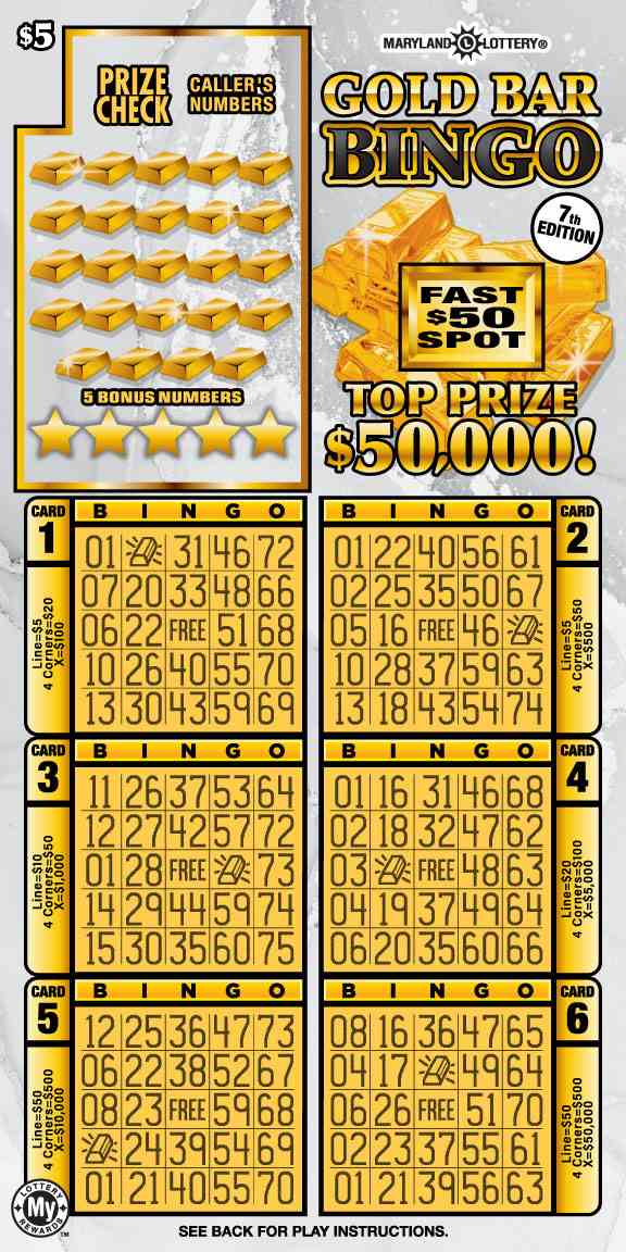 Gold Bar Bingo scratchcard - game number #809 - front