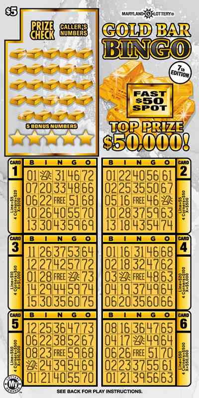 Gold Bar Bingo scratchcard - game number #809 - front