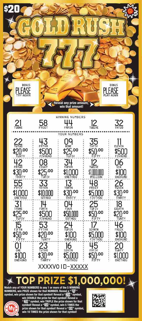 Gold Rush 777 scratchcard - game number #695 - front-scratched