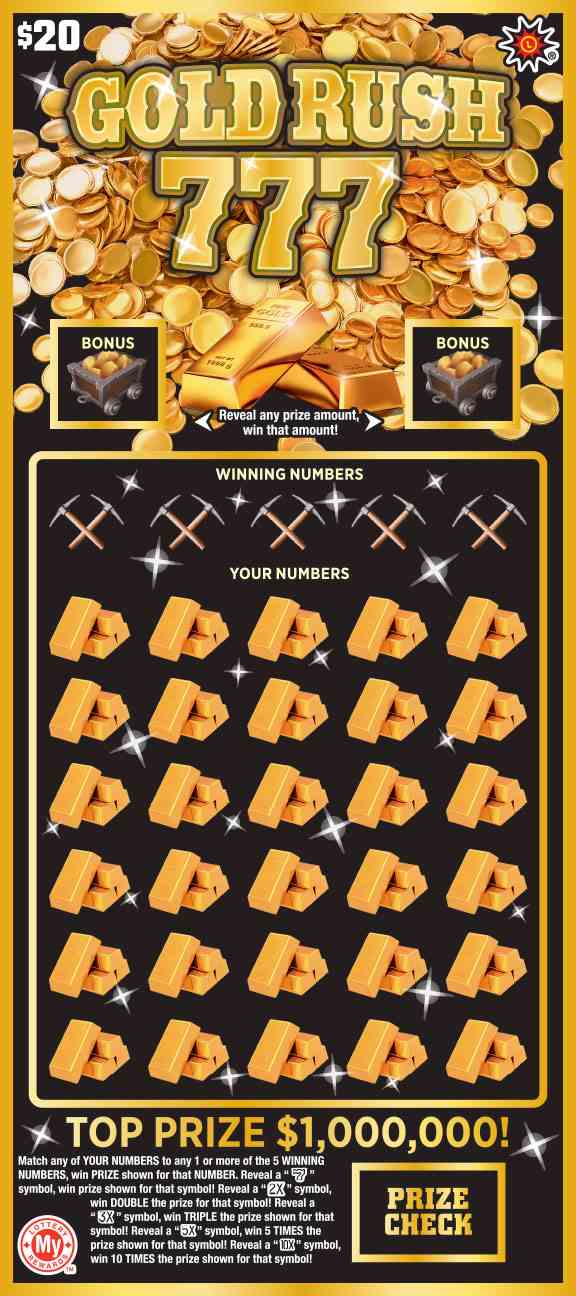 Gold Rush 777 scratchcard - game number #695 - front