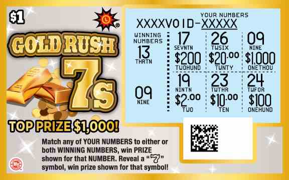 Gold Rush 7S scratchcard - game number #691 - front-scratched