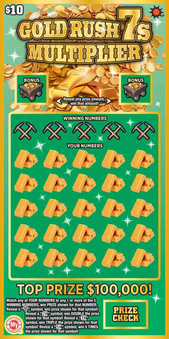 Gold Rush 7S Multiplier scratchcard - game number #694 - front