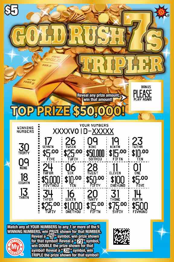 Gold Rush 7S Tripler scratchcard - game number #693 - front-scratched