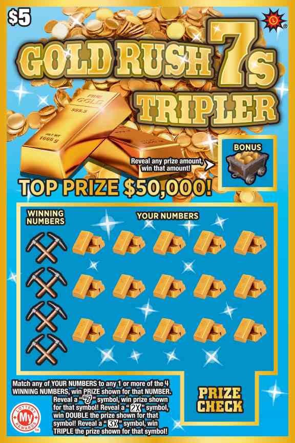 Gold Rush 7S Tripler scratchcard - game number #693 - front