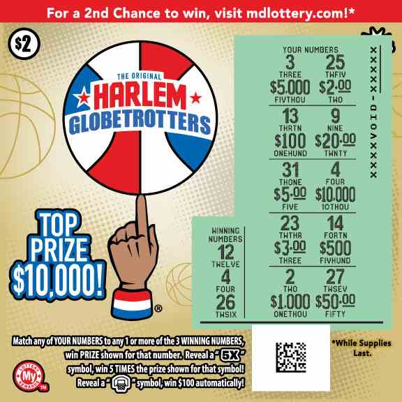 Harlem Globetrotters® scratchcard - game number #774 - front-scratched