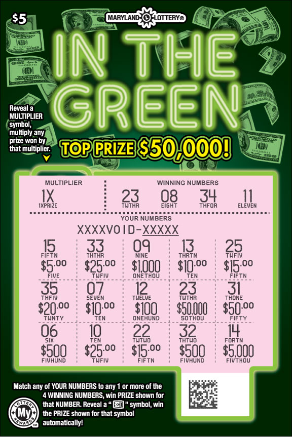 In The Green scratchcard - game number #810 - front-scratched