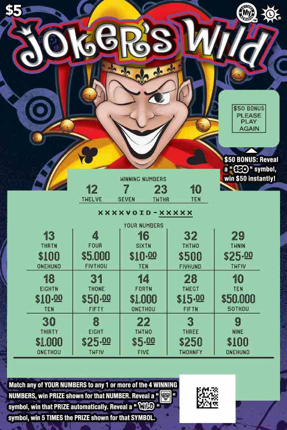 Joker's Wild scratchcard - game number #701 - front-scratched