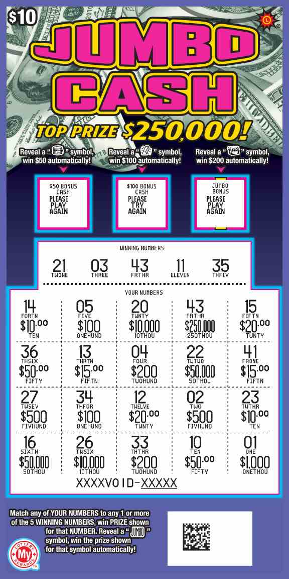 Jumbo Cash scratchcard - game number #689 - front-scratched