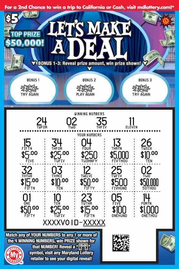 Let's Make A Deal® scratchcard - game number #741 - front-scratched