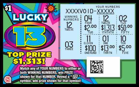Lucky 13 scratchcard - game number #778 - front-scratched