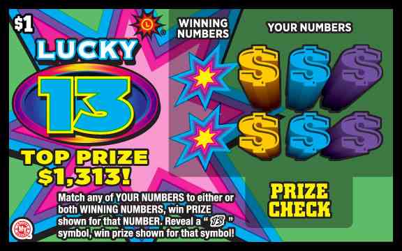 Lucky 13 scratchcard - game number #778 - front