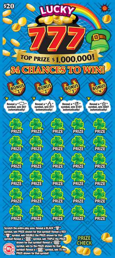 Lucky 777 scratchcard - game number #748 - front
