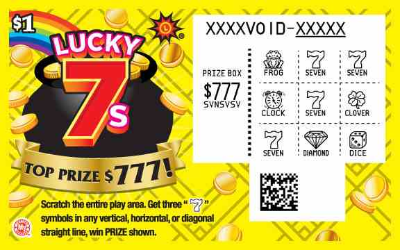 Lucky 7S scratchcard - game number #744 - front-scratched