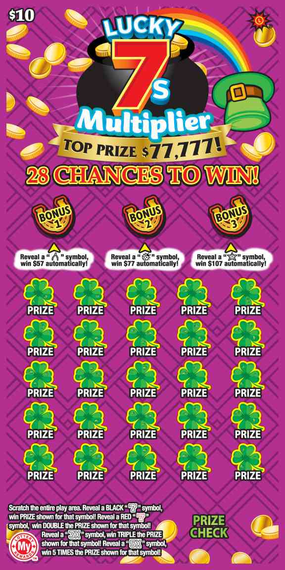 Lucky 7S Multiplier scratchcard - game number #747 - front