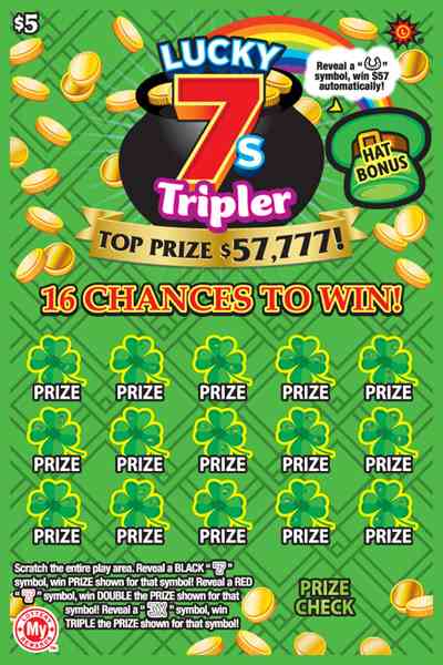 Lucky 7S Tripler scratchcard - game number #746 - front