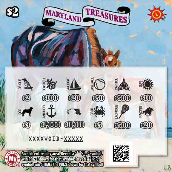Maryland Treasures scratchcard - game number #790 - front-scratched
