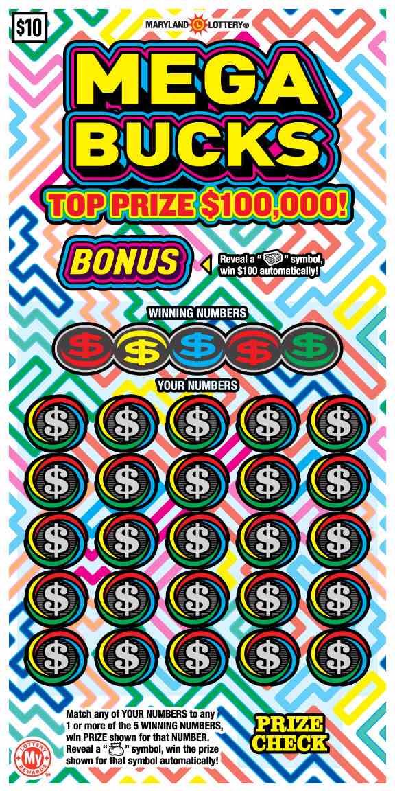 Mega Bucks scratchcard - game number #723 - front