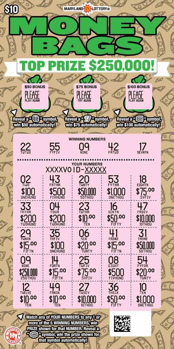 Money Bags scratchcard - game number #733 - front-scratched