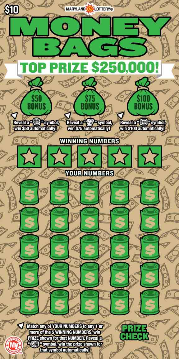 Money Bags scratchcard - game number #733 - front