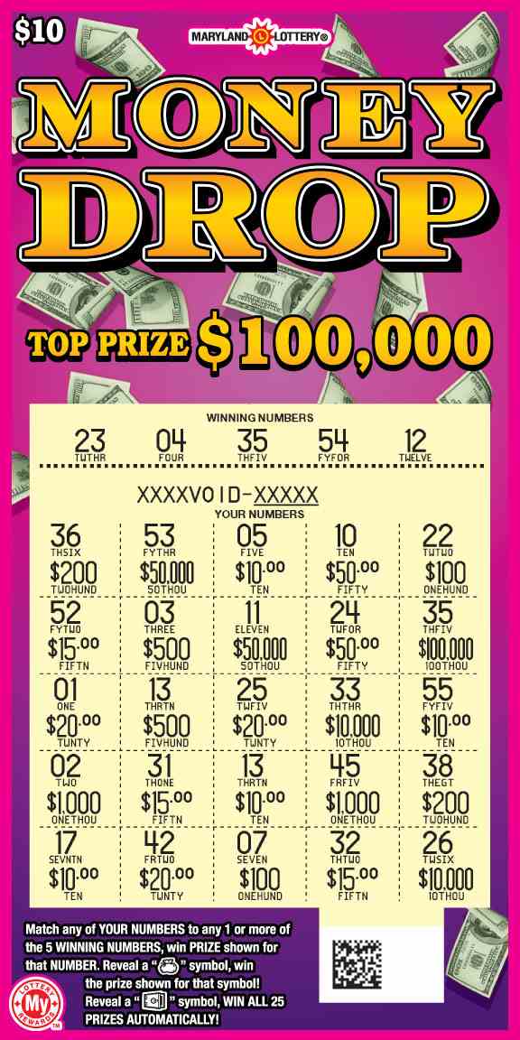 Money Drop scratchcard - game number #669 - front-scratched